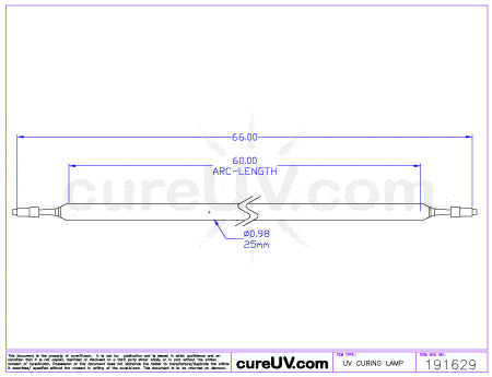UV Curing Lamp - Hanovia Part # 6560A431 UV Curing Lamp Bulb