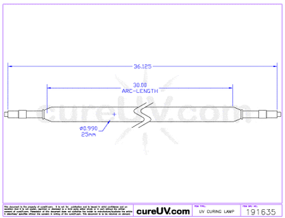 UV Curing Lamp - Hanovia Part # 6830A431 UV Curing Lamp Bulb