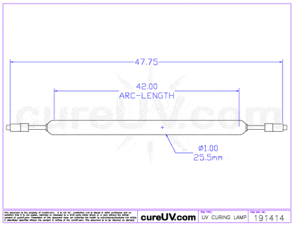 UV Curing Lamp - Hanovia Part # 6842A431 UV Curing Lamp Bulb