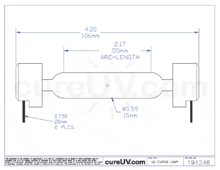 UV Curing Lamp - HP DesignJet H45000 SO 055A UV Curing Lamp Bulb