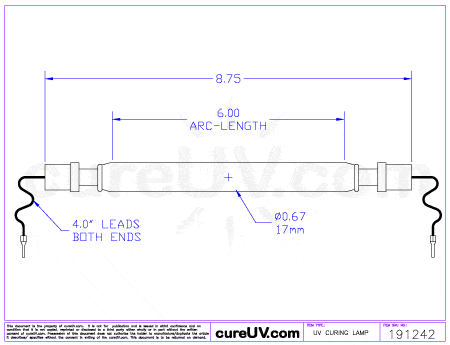 UV Curing Lamp - HP Scitex 6100 500515 UV Curing Lamp Bulb