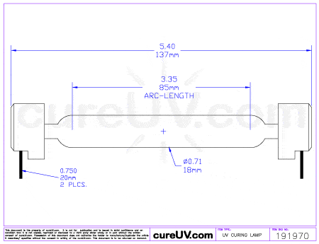 UV Curing Lamp - HP Scitex FB910 SO 085A UV Curing Lamp Bulb