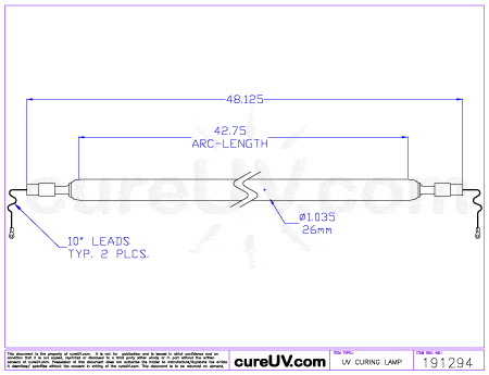 UV Curing Lamp - Liberty Part # SMI2H104 UV Curing Lamp Bulb