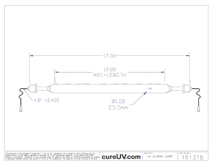 UV Curing Lamp - Makor Part # A9912MAK/G UV Curing Lamp Bulb