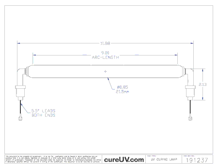 UV Curing Lamp - Mark Andy Part # 930CL UV Curing Lamp Bulb