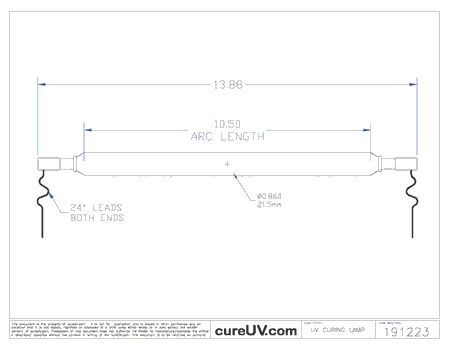 UV Curing Lamp - MetalBox Part # MB1163 UV Curing Lamp Bulb