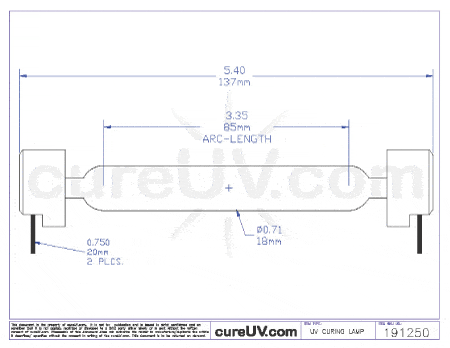 UV Curing Lamp - Oce Arizona 350 GT SO 085H UV Curing Lamp Bulb