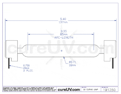 UV Curing Lamp - Oce Arizona 350 GT SO 085H UV Curing Lamp Bulb