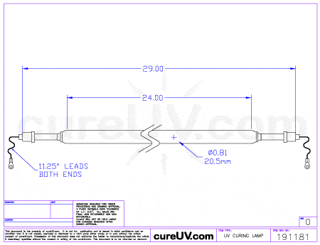 UV Curing Lamp - OnLine Energy Part # 01-0024-02 UV Curing Lamp Bulb