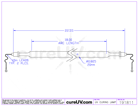 UV Curing Lamp - OnLine Energy Part # 01-1018-02 UV Curing Lamp Bulb