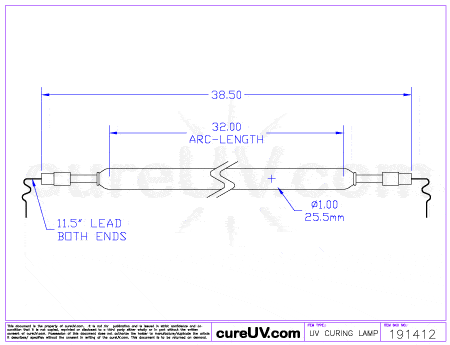 UV Curing Lamp - Printing Research Part # H96C32A5C6B UV Curing Lamp Bulb