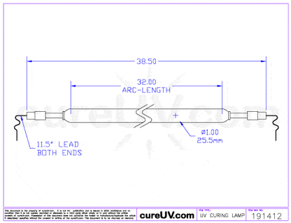 UV Curing Lamp - Printing Research Part # H96C32A5C6B UV Curing Lamp Bulb