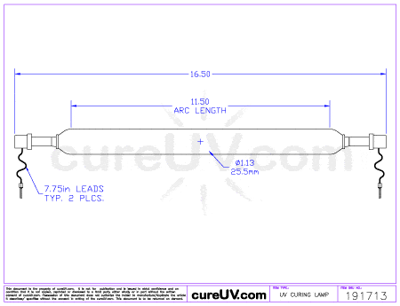 UV Curing Lamp - UViterno Part # 0602590 UV Curing Lamp Bulb