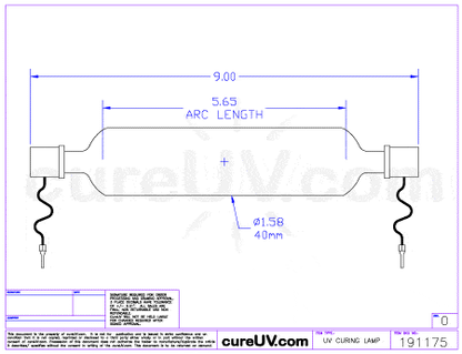 UV Curing Lamp - UViterno Part # 8015 UV Curing Lamp Bulb