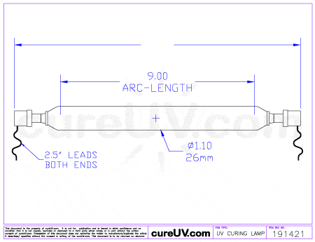 UV Curing Lamp - UViterno Part # UV1035 UV Curing Lamp Bulb