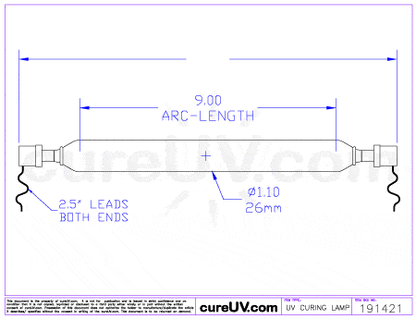 UV Curing Lamp - UViterno Part # UV1035 UV Curing Lamp Bulb