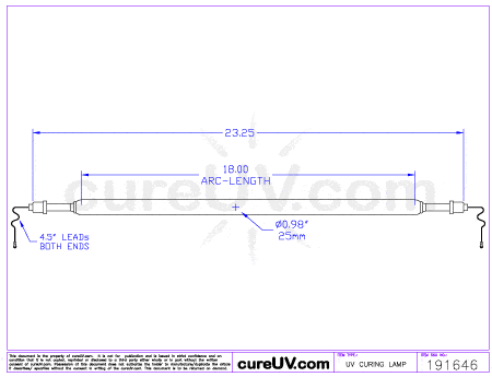 UV Curing Lamp - UVT Part # 3219B16 UV Curing Lamp Bulb