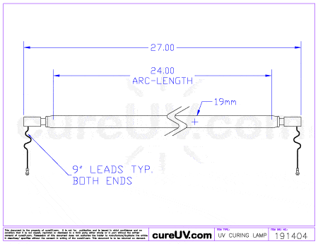 UV Curing Lamp - UVT Part # U1003392524 UV Curing Lamp Bulb