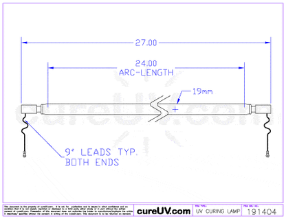 UV Curing Lamp - UVT Part # U1003392524 UV Curing Lamp Bulb