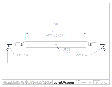 UV Curing Lamp - VTI Part # 11J02711 UV Curing Lamp Bulb