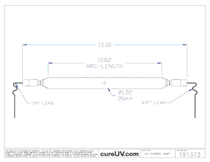 UV Curing Lamp - VTI Part # 11J02711 UV Curing Lamp Bulb