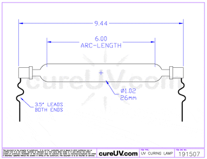 UV Curing Lamp - VUTEk PressVu 180 A19429 UV Curing Lamp Bulb