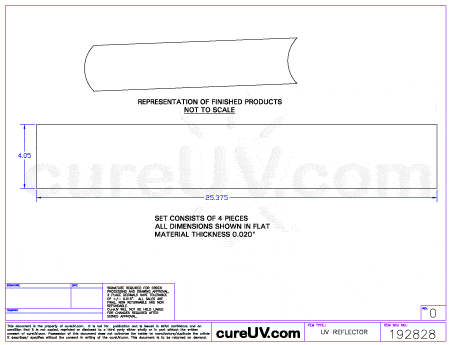 UV Curing - M&R Part # 1036001A UV Curing Reflector Liners