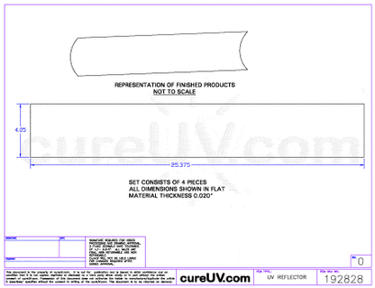 UV Curing - M&R Part # 1036001A UV Curing Reflector Liners