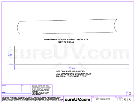 UV Curing - M&R Part # 1036002A UV Curing Reflector Liners