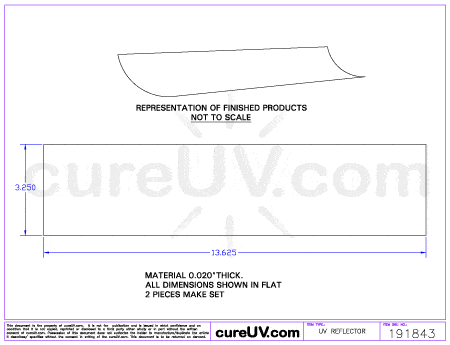 UV Curing - Makor Part # A9912MAK/G UV Curing Reflector Liner