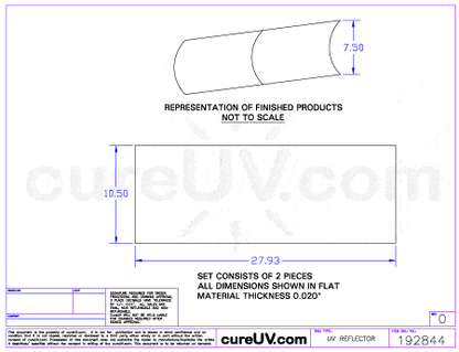 UV Curing - Miltec Part # M630281 UV Curing Reflector Liners