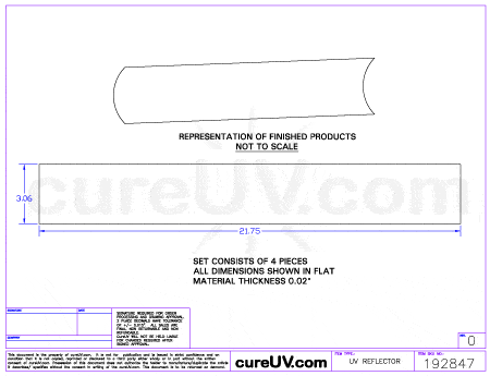 UV Curing - Natgraph Part # NG11040 UV Curing Reflector Liners