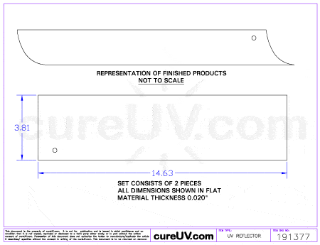 UV Curing - OnLine Energy Part # 01-0012-02 UV Curing Reflector Liner