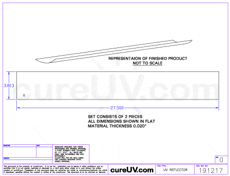 UV Curing - OnLine Energy Part # 01-0024-02 UV Curing Reflector Liner