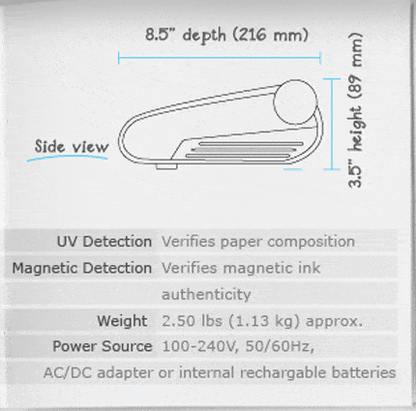 UV Detection - Pro Authenticator Multi Currency UV Detector With MG / IR / Image / Spectrum / Length - Accubanker D580