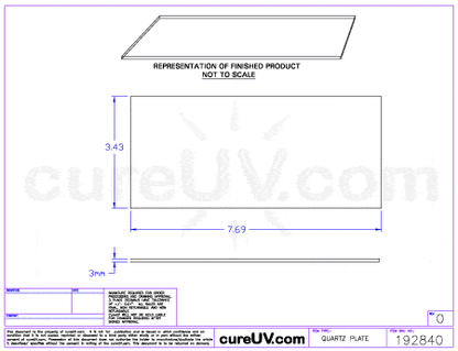 UV Quartz Plate - Agfa Anapurna M2 UV Quartz Plate (7.688" X 3.43" X 3mm)