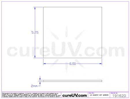 UV Quartz Plate - VUTEk PressVu 200 Replacement UV Quartz Hot Mirror - IR Blocker